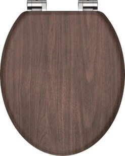 SCHÜTTE WC-Bril 80193 DARK WOOD - MDF-Hout - Soft Close - Verchroomde Scharnieren - Decor - 3-zijdige Print