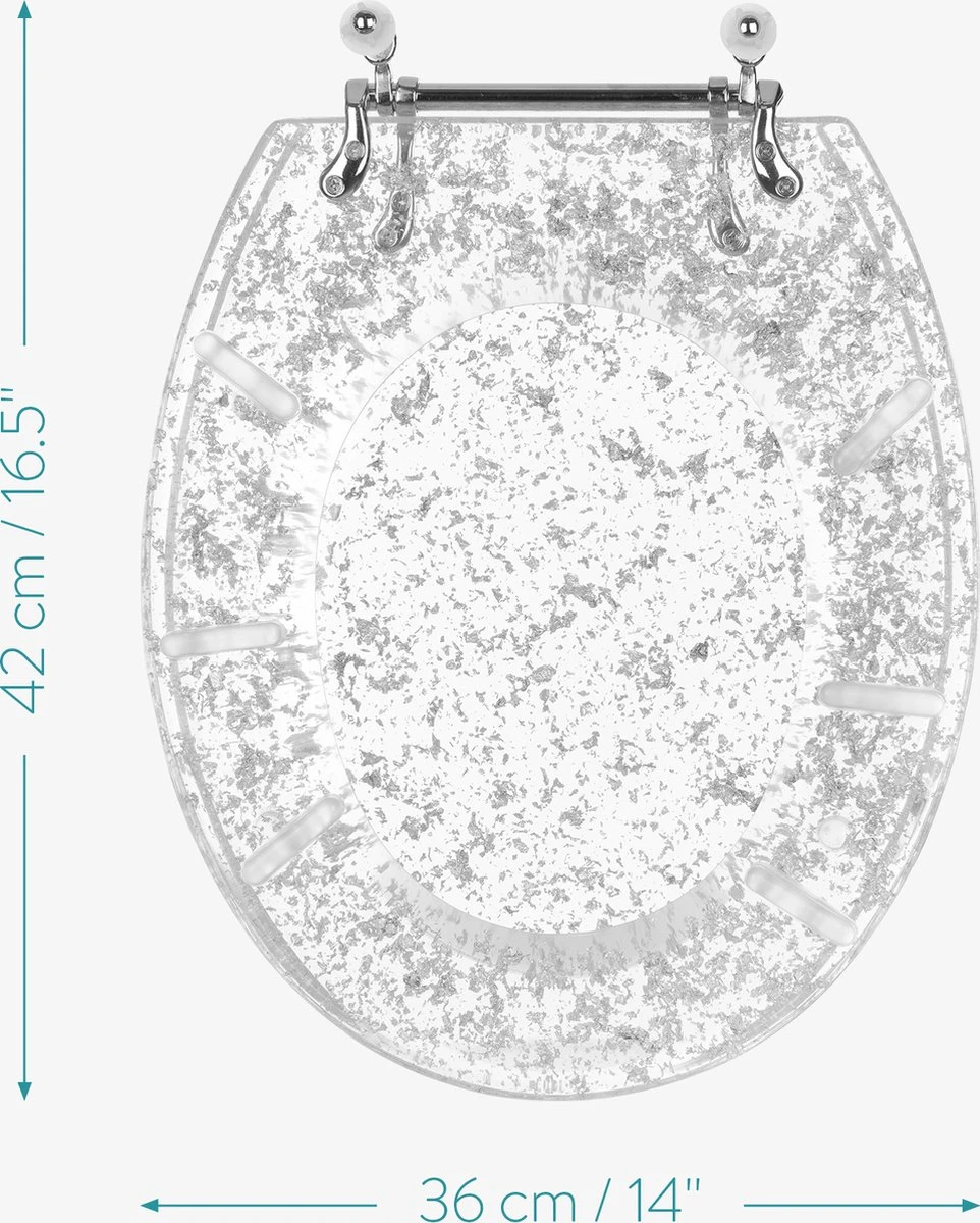 Navaris Toiletbril Met Glitter Design - Transparante Wc-bril 42 X 36 X 4,5 Cm - Makkelijk Te Bevestigen 8 Navaris Toiletbril Met Glitter Design - Transparante Wc-bril 42 X 36 X 4,5 Cm - Makkelijk Te Bevestigen - Afbeelding 6