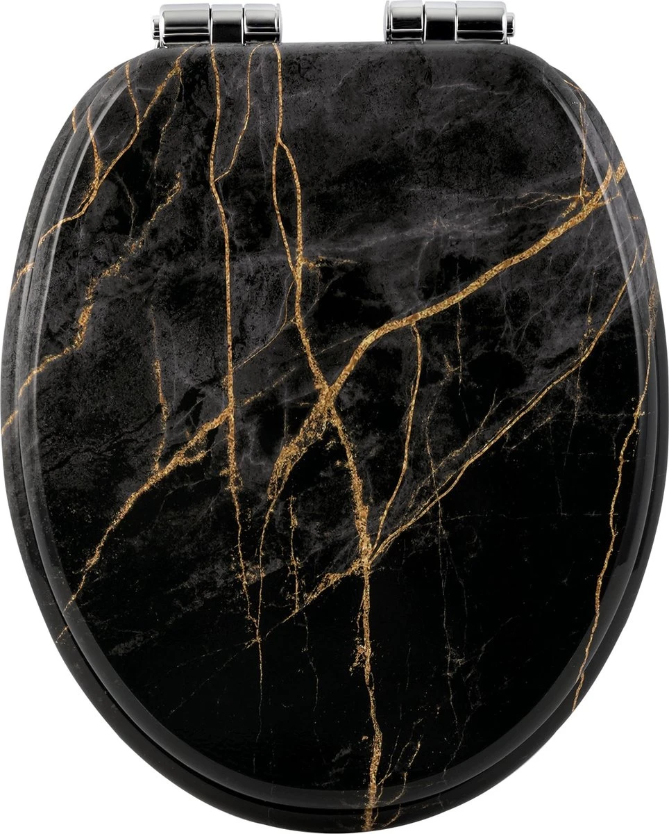 Kamyra® Toiletbril Met Softclose & Print - Toiletbrillen, WC Bril, Brillen, Toiletzitting - Zwart Marmer - 37.5x43.5 Cm 3 Kamyra® Toiletbril Met Softclose & Print - Toiletbrillen, WC Bril, Brillen, Toiletzitting - Zwart Marmer - 37.5x43.5 Cm