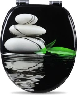 Happyment Antibacteriële Toiletbril - Met Softclose - Universeel - Toiletbrillen Met Kiezel Print - WC Bril - Toiletzitting