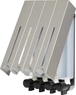 Aquathof, Zeepdispenser, RVS Kleur, 4 Kamer, 4 Reservoirs, 4x500ml, Hangend - Wandmontage -Badkamer Producten Winkel 970x1200 3