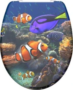 SCHÜTTE WC-Bril 82372 SEA LIFE - Duroplast - Soft Close - Afklikbaar - RVS-Scharnieren - Decor - 3-zijdige Print