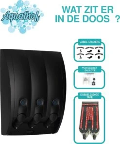 Aquathof, Zeepdispenser, Mat Zwart, 3 Kamer, 3 Reservoirs, 3x350ml, Hangend, Wandmontage -Badkamer Producten Winkel 998x1200 17