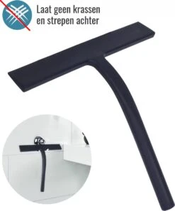 Mmoods Douchewisser Zwart - Douche Trekker Met Zuignap - Vloerwisser Badkamer - Vloertrekker RVS